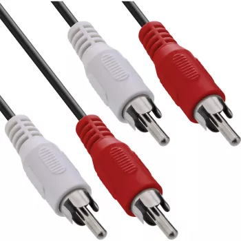 InLine audio kabelis, 2x RCA vīr./vīr. 1m, vīrišķais, 2 x RCA, vīrišķais, 1 m, melns