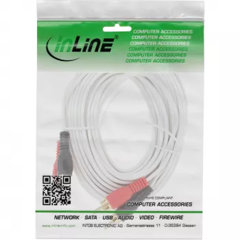 InLine RCA kabelis 2x RCA vīr. / vīr. apzeltīti 7m, Vīr., 2 x RCA, Vīr., 7 m, Balta