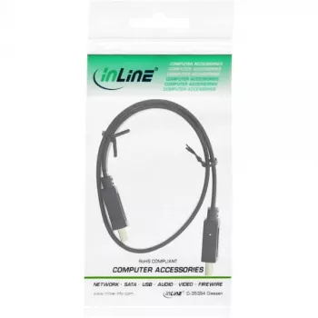 InLine HDMI plakanais kabelis High Speed Cable ar Ethernet, zeltīti kontakti, melns, 0.5m