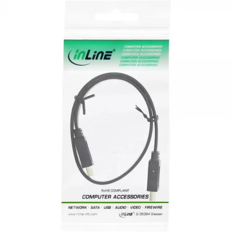 InLine HDMI plakanais kabelis High Speed Cable ar Ethernet, zeltīti kontakti, melns, 0.5m
