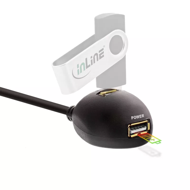 InLine USB 3.2 Gen.1 kabelis USB Type A V / A S + Barošana, ar statīvu, melns, 3m