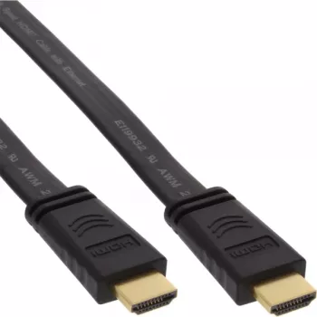 InLine HDMI plakanais kabelis, ātrgaitas kabelis ar Ethernet, zelta kontakti, melns, 2 m
