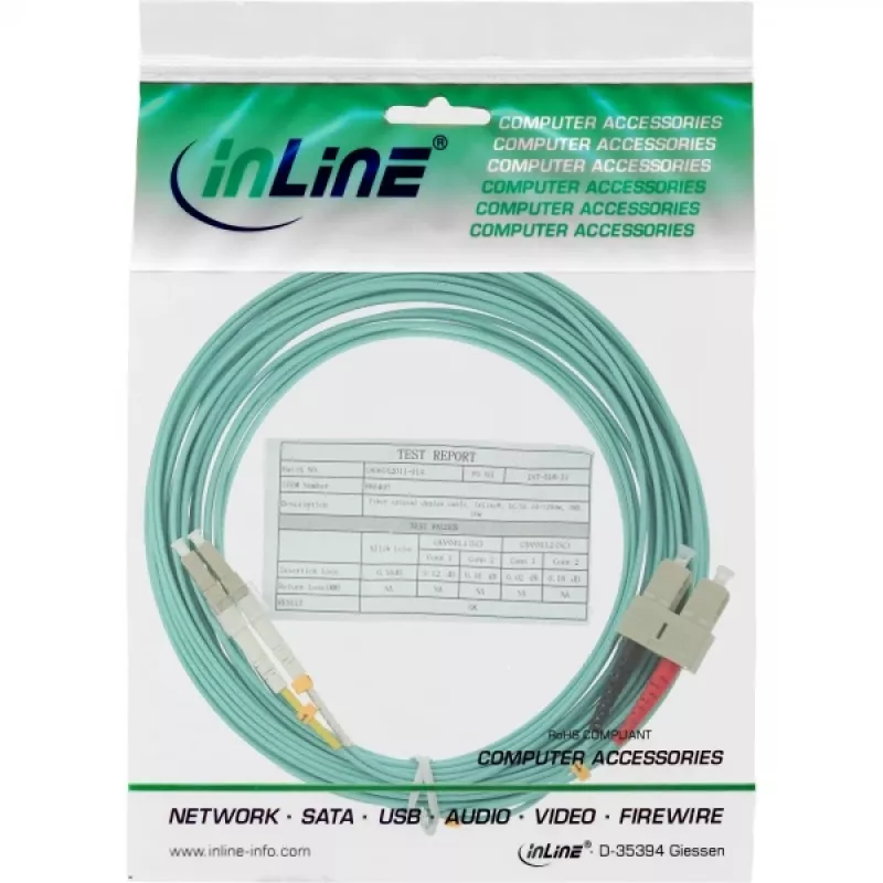 Šķiedras optisko duplekso kabelis LC/SC InLine 88642O 50/125µm OM3 2m