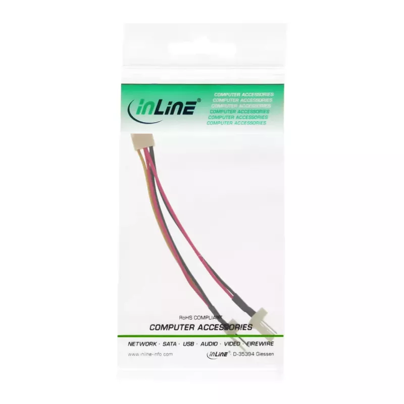 InLine ventilatora adaptera Y-kabelis 3-pin Molex māte / 2x 3-pin Molex tēvs, 100 gab.