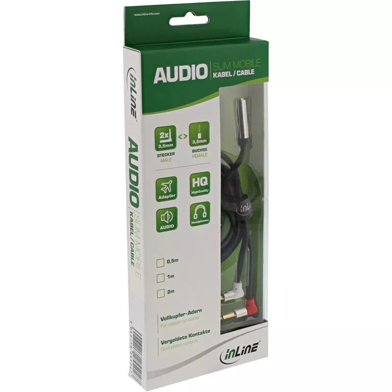 InLine plāns Audio lidmašīnas sēdekļa kabelis 2x 3,5 mm M uz 1x F, 2 m