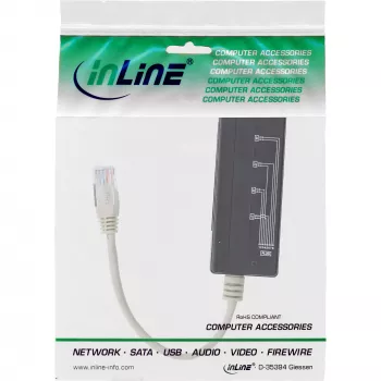 InLine 4 virzienu tālruņa pieslēgvietas sadalītājs, RJ45 spraudnis uz 4x RJ45 ligzdu, 0,15 m
