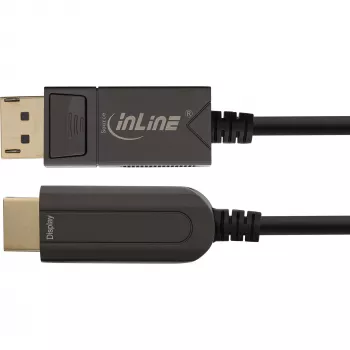 InLine DisplayPort uz HDMI AOC pārveidotāja kabelis, 4K/60Hz, melns, 20m