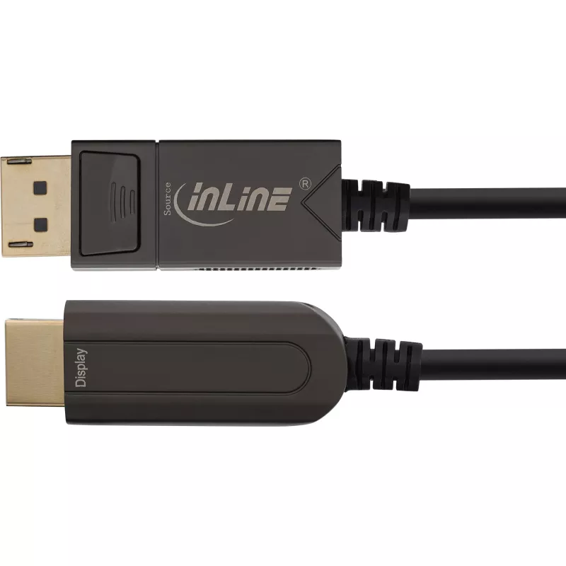 InLine DisplayPort–HDMI AOC pārveidotāja kabelis, 4K/60Hz, melns, 50m