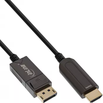 InLine DisplayPort uz HDMI AOC pārveidotāja kabelis, 4K/60Hz, melns, 25m