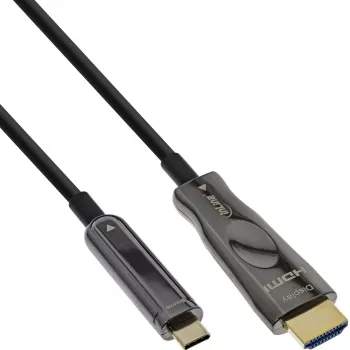 InLine USB Display AOC kabelis, USB-C vīrišķais uz HDMI vīrišķais (DP Alt režīms), 25m