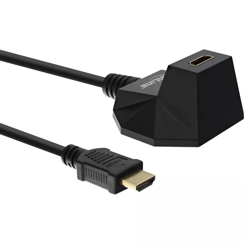InLine HDMI stacija, HS HDMI kabelis ar Ethernet, kontaktdakša/kontaktligzda, melns, zeltīti kontakti, 5m