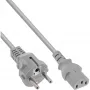 InLine strāvas kabelis, CEE 7/7 taisns / 3‑kontaktu IEC C13 vīrišķais, pelēks, 3 m