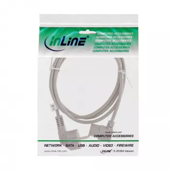InLine strāvas kabelis, CEE 7/7 leņķveida / 3kontaktu IEC C13 leņķveida, pelēks, 1 m