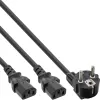 InLine Y tipa strāvas kabelis 1x CEE 7/7 leņķveida / 2x 3 kontaktu IEC C13 vīrišķais, 3m