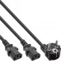 InLine Y tipa strāvas kabelis 1x CEE 7/7 leņķveida / 2x 3 kontaktu IEC C13 vīrišķais, 3m