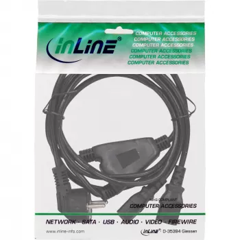 InLine Y tipa strāvas kabelis 1x CEE 7/7 leņķveida / 2x 3 kontaktu IEC C13 vīrišķais, 3m
