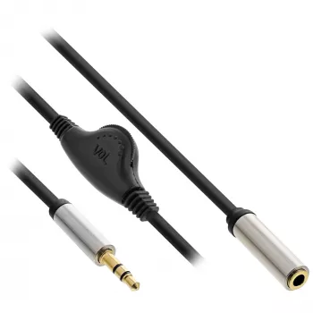 InLine plāns Audio vads 3,5 mm vīr./siev., ar skaļuma vadību 0,25 m