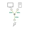 InLine Y-veida strāvas kabelis 1x CEE 7/7 leņķveida / 2x 3 kontaktu IEC C13 vīrišķais, 1m