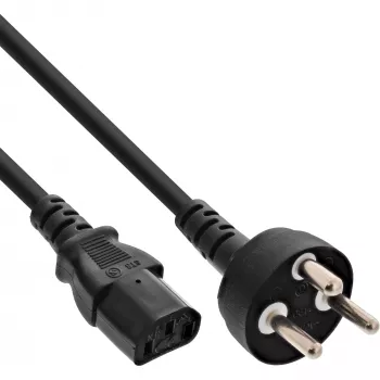 InLine strāvas kabelis Dānijas K tipa vīrišķais / 3 kontaktu IEC C13 vīrišķais, 5 m