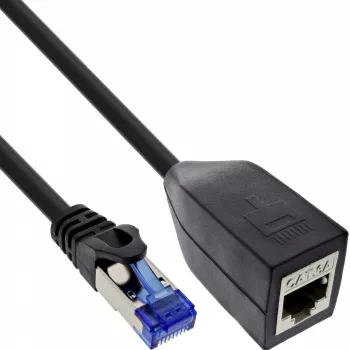 InLine RJ45 interfeisa aizsardzība Cat.6A S/FTP, RJ45 M/F, melns, 0,2m