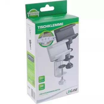 Strāvas pagarinātāja turētājs InLine 23193W grozāms skrūvspīļu stiprinājums balts
