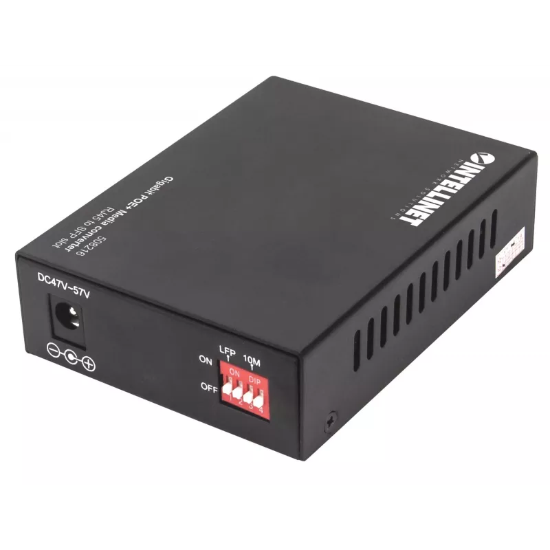 Intellinet Gigabit PoE+ Media Converter, 1 x 1000Base-T RJ45 ports uz 1 x SFP portu, PoE+ inžektors