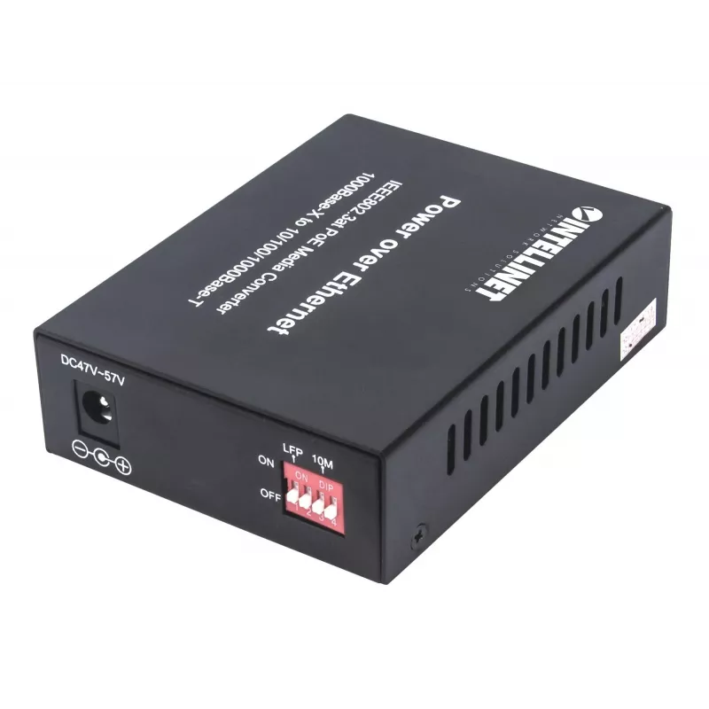 Intellinet Gigabit PoE+ Media Converter, 1 x 1000Base-T RJ45 ports uz 1 x SFP portu, PoE+ inžektors