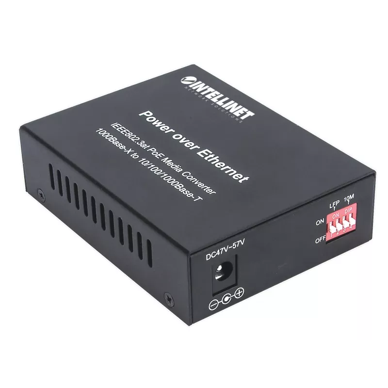 Intellinet Gigabit PoE+ Media Converter, 1 x 1000Base-T RJ45 ports uz 1 x SFP portu, PoE+ inžektors
