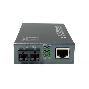 LevelOne RJ45 uz SC Gigabit multivides pārveidotājs, PoE PSE, Daudzmodu šķiedra, 0.5km