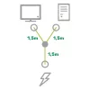 InLine strāvas Y-kabelis Vācu tipa F, 1x IEC-C14 uz 2x IEC-C13, 3m