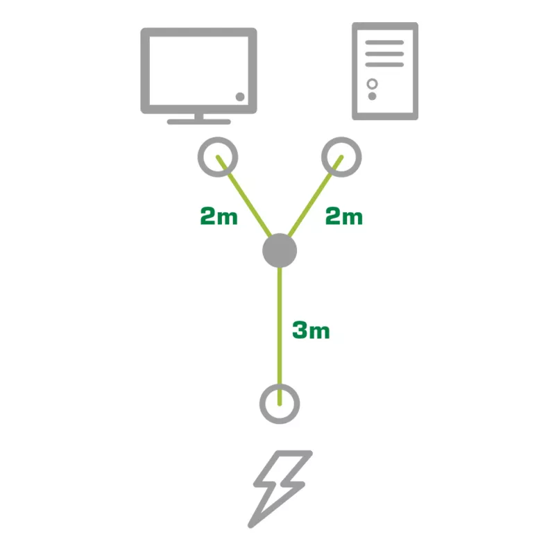 InLine strāvas Y-kabelis, Vācijas F tips, 1x IEC-C14 uz 2x IEC-C13, 5 m