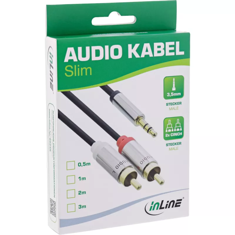 InLine plāns Audio kabelis 3.5mm vīr. / 2x RCA vīr. 0,5m