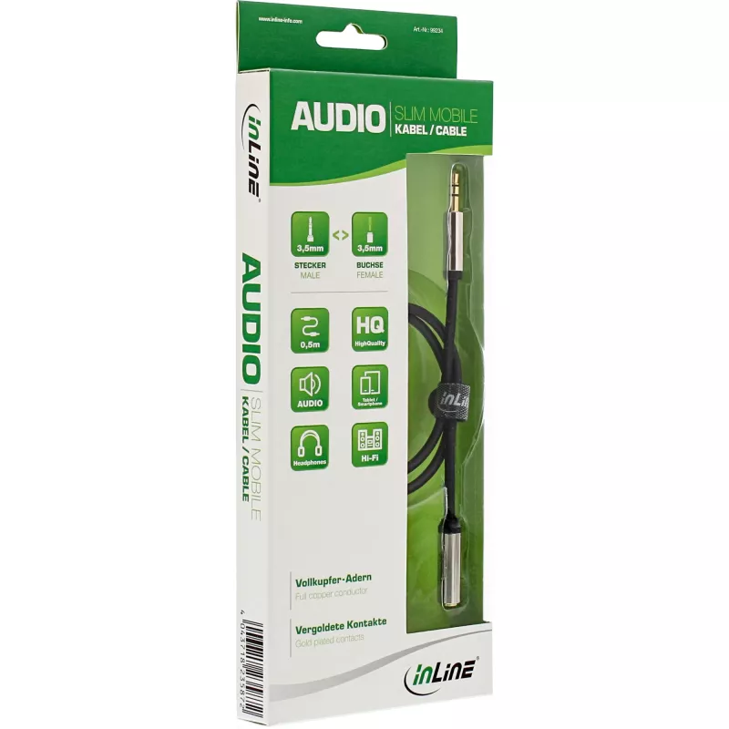 InLine plāns Audio kabelis 3,5 mm spraudnis / ligzda stereo 3 m