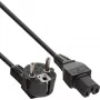 InLine strāvas kabelis, CEE7/7 leņķveida uz C15 taisns, 3 x 1mm², melns, 2m