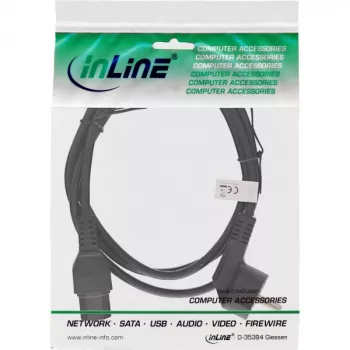 InLine strāvas kabelis, CEE7/7 leņķveida uz C15 taisns, 3 x 1 mm², melns, 5 m