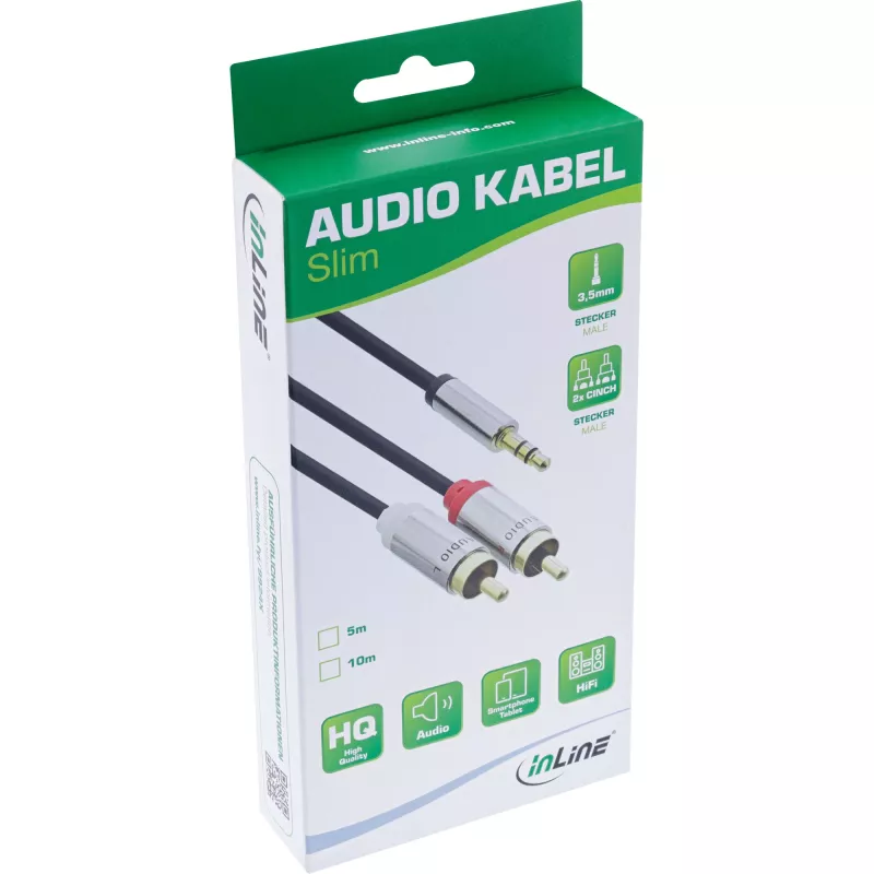 Audio kabelis 3,5 mm ligzda / 2x RCA ligzda 5 m InLine 99245