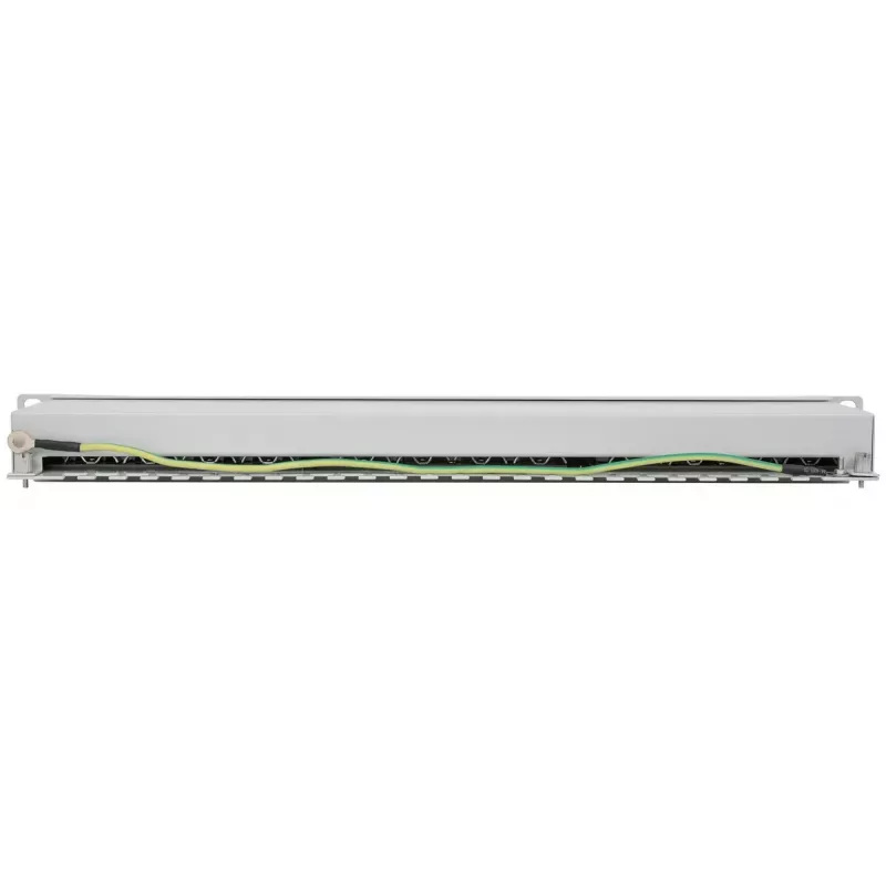 Intellinet ielāpu panelis, Cat6a, FTP, 24 portu, 1U, ekranēts, 90° augšējās ievades savienošanas bloki, pelēks