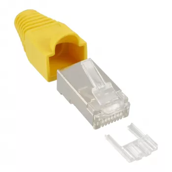 InLine Crimp Connector RJ45 8P8C shielded w. threader+bend protection, dzeltena
