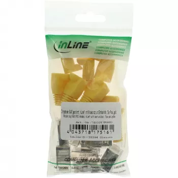 InLine Crimp Connector RJ45 8P8C shielded w. threader+bend protection, dzeltena
