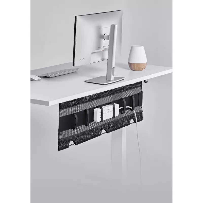 InLine uzglabāšanas tīkls montāžai zem galda ar siksniņām, melns, maks. ierīces platums 30 cm, 310×910×15 mm