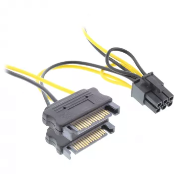 InLine strāvas adapteris 2x SATA / 6 kontaktu PCIe videokartei 26628B