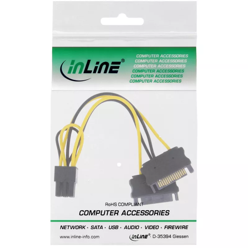 InLine strāvas adapteris 2x SATA / 6 kontaktu PCIe videokartei 26628B