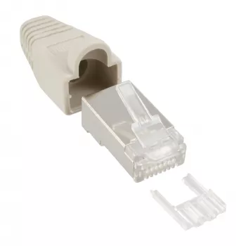 InLine Crimp Connector RJ45 8P8C ekranēts ar vītņotāju un lieces aizsardzību, bēšs