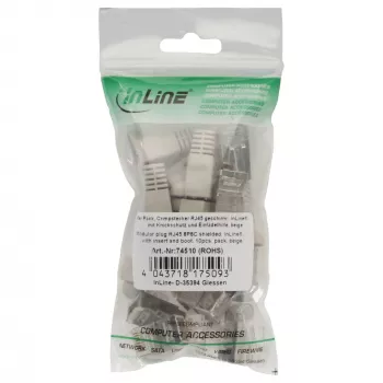 InLine Crimp Connector RJ45 8P8C ekranēts ar vītņotāju un lieces aizsardzību, bēšs