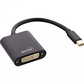 InLine Mini DisplayPort vīrieša / DVI-D 24+1 adapteris sieviešu, alumīnijs, melns, 0,15 m