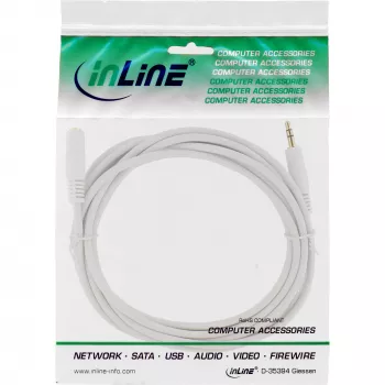InLine audio kabelis, 3,5 mm vīr./siev., stereo, balts/zelts 10m