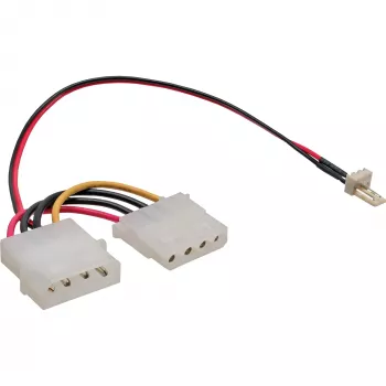 InLine ventilatora adaptera kabelis 3-pin ventilators / 4-pin barošanas avots 0,3 m