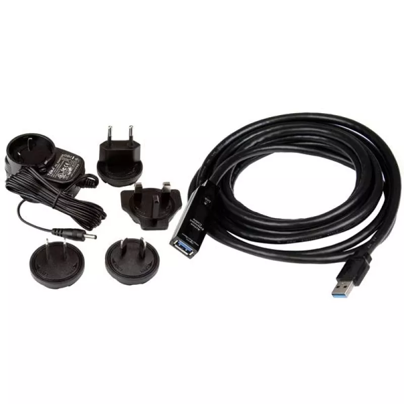 StarTech.com 3m USB 3.0 aktīvais pagarinātāja kabelis – M/F, 3 m, USB A, USB A, USB 3.2 Gen 1 (3.1 Gen 1), melns