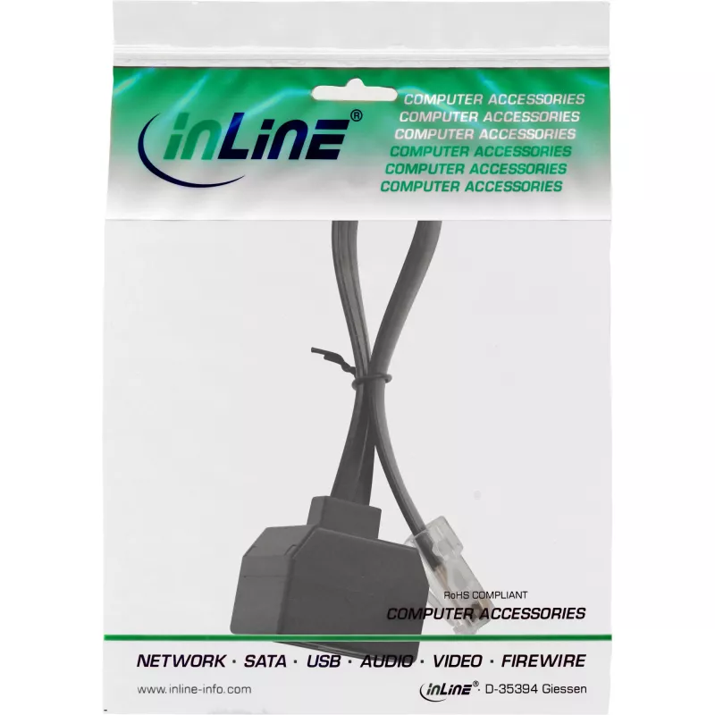 InLine ISDN sadalītājs 1->2, , 1x RJ45 M / 2x RJ45 F, (8P8C), bez rezistoriem