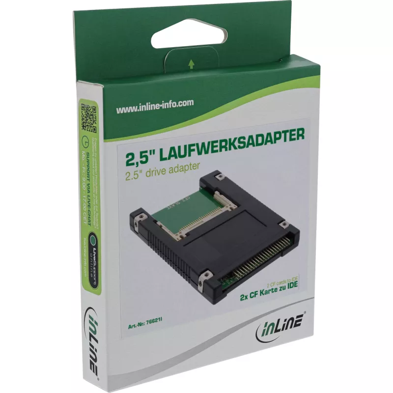 InLine IDE 2,5 collu disks uz 2x Compact Flash adapteri – izmanto CF kartes kā cietos diskus